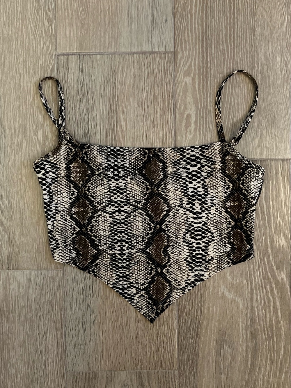 SHEIN Brown and Black Snake Print Crop Top